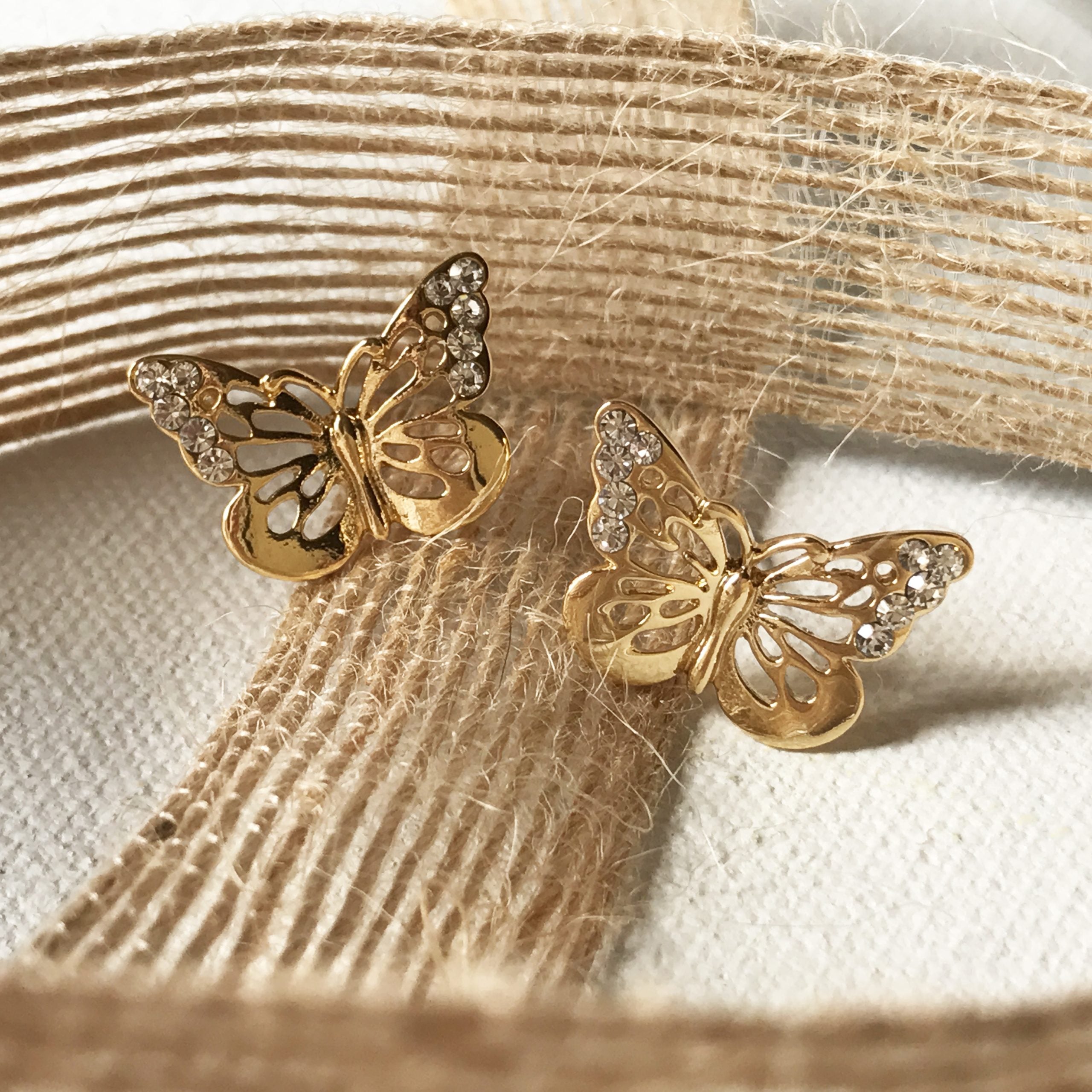 Silver Alloy Crystal Insect Butterfly Stud Earrings – Neshe Fashion Jewelry